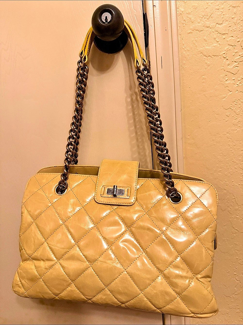 Chanel Quilted Shoulder Bag in Yellow